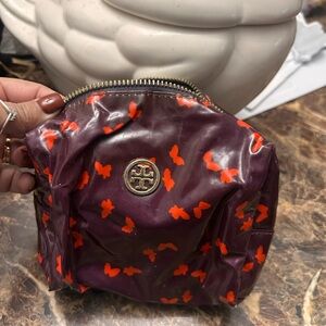 Tory Burch Purple Cosmetic Bag with Orange Accents